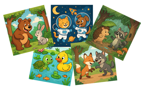 Kids happily coloring